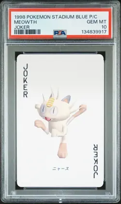 PSA 10 Meowth Joker Pokemon Stadium Blue Poker Playing Card 1998 Vintage Gem Mt. - Image 1