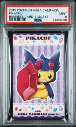 PSA 9 - Mega Sableye Poncho-Wearing Pikachu Business Card Pokemon Japanese 2015 - Image 1