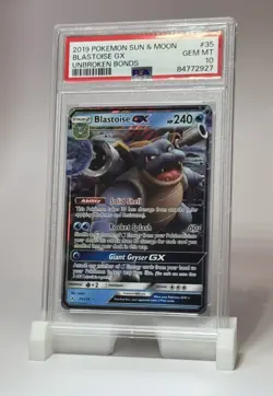 PSA 10 💎 POKEMON BLASTOISE GX 35/214 SUN & MOON UNBROKEN BONDS 2019 - Image 2