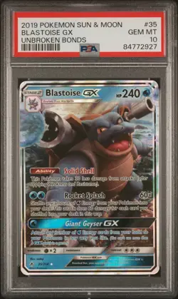 PSA 10 💎 POKEMON BLASTOISE GX 35/214 SUN & MOON UNBROKEN BONDS 2019 - Image 4