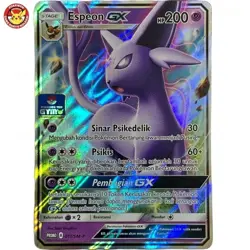 Gym Stamp Espeon GX Promo 017/SM-P Holo Pokemon TCG Indonesia Exclusive - Image 1