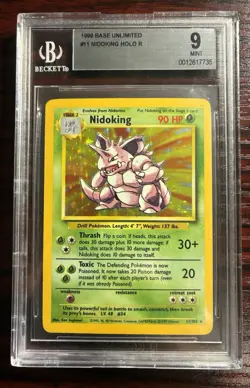 Pokemon Nidoking Base Set Unlimited Holo Rare #11 BGS 9 Mint - Image 1