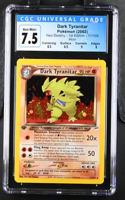 2002 Pokemon Neo Destiny Dark Tyranitar Holo 1st Edition CGC 7.5 #11/105 - Image 1