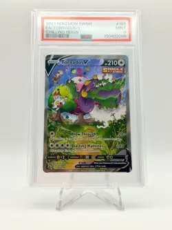 2021 POKEMON CHILLING REIGN FULL ART ULTRA RARE TORNADUS V 185/198 PSA 9 - Image 1