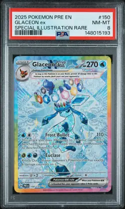 2025 POKEMON PRE EN-PRISMATIC EVOLUTIONS #150 GLACEON EX PSA 8 - Image 1