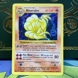 Pokemon Ninetales 12/102 Base Set Shadowless Holo Rare Black Flame LP + NM - - Image 1