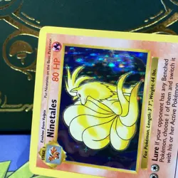 Pokemon Ninetales 12/102 Base Set Shadowless Holo Rare Black Flame LP + NM - - Image 3