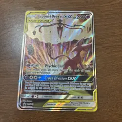 FULL ART Espeon & Deoxys GX ULTRA RARE Tag Team SM240 Holo Foil Promo Pokemon LP - Image 1