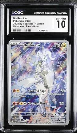 CGC 10 N's Reshiram 167/159 Illustration Rare Journey Together Pokemon Gem Mint - Image 1