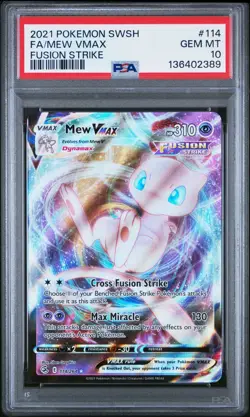 PSA 10 - Mew VMAX 114/264 Ultra Rare - Fusion Strike Pokemon Sword & Shield - Image 1