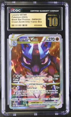 CGC 10 Pristine Lucario VSTAR SWSH291 Black Star Promo Crown Zenith ETB Pokemon - Image 1