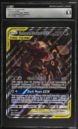 CGC 8.5 Umbreon & Darkrai GX SM241 JUMBO Black Star Promo Pokemon Tag Team 2020 - Image 1