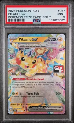 PSA 9 - Pikachu ex 057/191 Stamped Pokemon Play! Prize Pack Series 7 2025 Mint A - Image 1