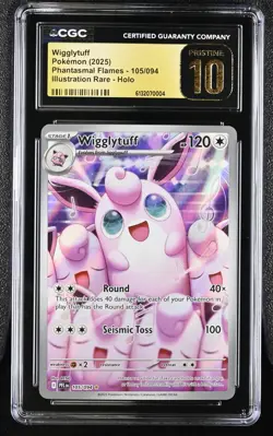 CGC 10 Pristine - Wigglytuff 105/094 Illustration Rare Pokemon Phantasmal Flames - Image 1