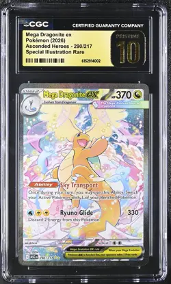 CGC 10 Pristine - Mega Dragonite ex 290/217 SIR Pokemon Ascended Heroes 2026 - Image 1