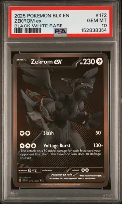 PSA 10 - Zekrom ex 172/086 Full Art Black & White Rare Pokemon Black Bolt 2025 - Image 1