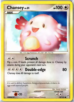 Pokemon Card - Chansey 76/123 Mysterious Treasures Common Heavily Played - Image 1