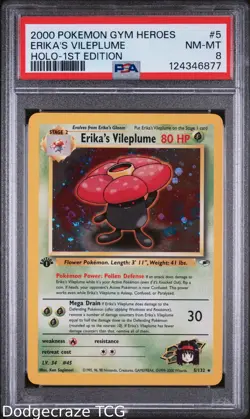 2000 Pokemon Gym Heroes Erika's Vileplume 1st Edition 5/132 PSA 8 - Image 1