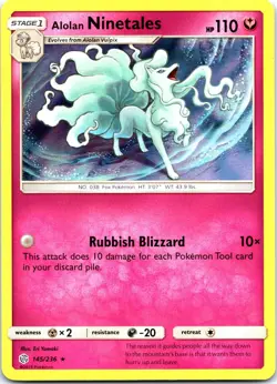 Alolan Ninetales 145/236 Holo Rare Cosmic Eclipse Pokemon Holo Near Mint - Image 1