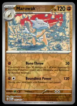 Marowak 105/165 Rare 151 Pokemon Reverse Holo Near Mint - Image 1
