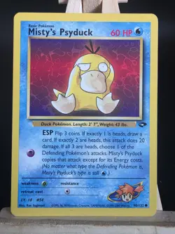 Pokemon TCG Gym Challenge Misty's Psyduck Card 90/132 Regular Common LP/NM - Image 1