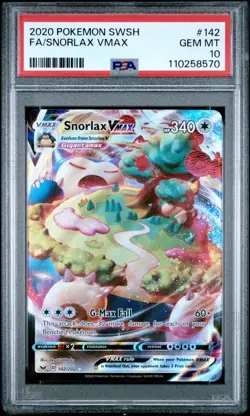PSA 10 GEM MINT Snorlax VMAX Sword & Shield 142/202 Full Art Pokemon Card - Image 1