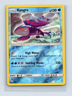 Kyogre 53/236 Rare Cosmic Eclipse Pokemon Reverse Holo Lightly Played - Image 1