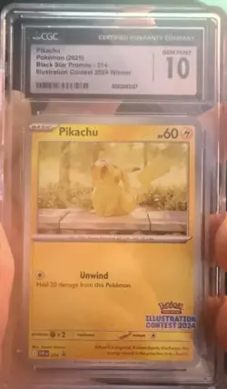 CGC 10 GEM MINT Pikachu 214 Illustration Contest 2024 Winner Pokemon TCG Promo - Image 3