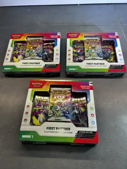 Pokemon TCG First Partner Illustration Series 1 - Lot of x3 Factory Sealed - Image 1