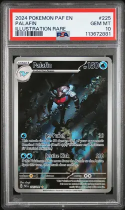 2024 POKEMON PAF EN-PALDEAN FATES ILLUSTRATION RARE #225 PALAFIN PSA 10 - Image 1