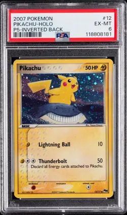 2007 POKEMON POP SERIES 5 INVERTED BACK #12 PIKACHU-HOLO PSA 6 - Image 1