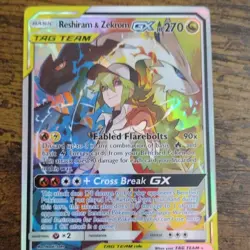 Reshiram & Zekrom GX TAG TEAM 259/236 Cosmic Eclipse Secret Rare Full Art Holo - Image 2