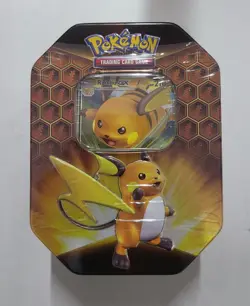 Pokemon TCG Hidden Fates Raichu Tin GX - Sealed, Half shrink wrap - Image 1