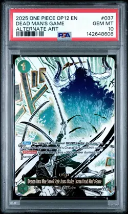 2025 ONE PIECE OP12-037 LEGACY OF THE MASTER DEAD MAN'S GAME ALT ART PSA 10 - Image 1