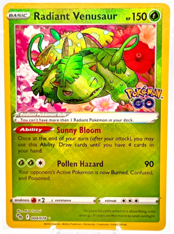 Radiant Venusaur 004/078 Pokemon GO Holo Rare NM Pack Fresh Card - Image 1