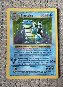 TCG SHADOWLESS Blastoise Base Set Holo Rare 2/102 Pokemon Card [Near Mint] - Image 1