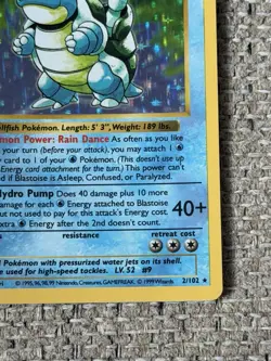 TCG SHADOWLESS Blastoise Base Set Holo Rare 2/102 Pokemon Card [Near Mint] - Image 4