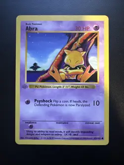 Abra 43/102 1st Edition Base Set Shadowless Common - Image 1