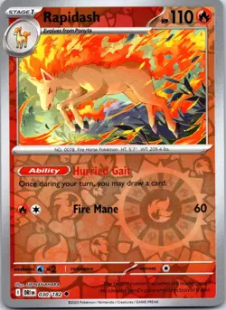 Rapidash 030/182 Uncommon Destined Rivals Pokemon Reverse Holo Near Mint - Image 1