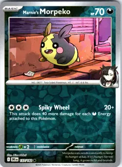 Pokemon Marnie's Morpeko SV10: Destined Rivals DRI REVERSE HOLO 137/182 NM TCG - Image 1