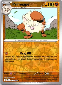 Pokemon Primeape SV10: Destined Rivals DRI REVERSE HOLO 091/182 NM TCG - Image 1