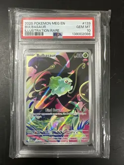 2025 POKEMON MEG EN-MEGA EVOLUTION ILLUSTRATION RARE #133 BULBASAUR PSA 10 - Image 1