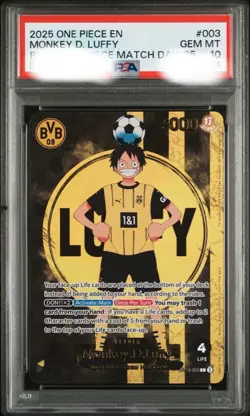 ONE PIECE Matchday Promo EN PSA10 Monkey D Luffy ST13-003 BVB Borussia Dortmund - Image 1