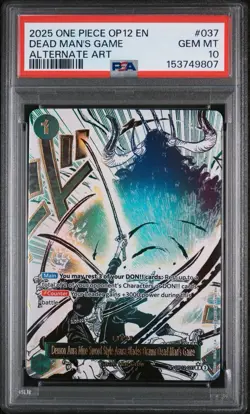 One Piece Demon Aura Nine Sword Style Dead Man's Game Alt Art OP12 037 PSA 10 En - Image 1