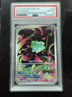 Pokemon Bulbasaur 133 Stamped Enhanced Box Topper Mega Evolution Promo PSA 10 - Image 1