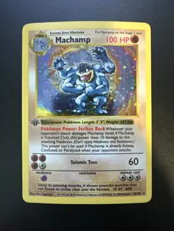 Pokemon Machamp Holo Rare 1st Edition 8/102 - Image 1