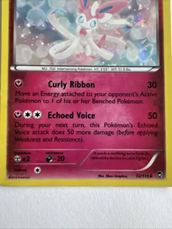 Sylveon 72/111 XY Furious Fists Reverse Holo 2014 Pokemon Tcg Card LP Pattern - Image 3