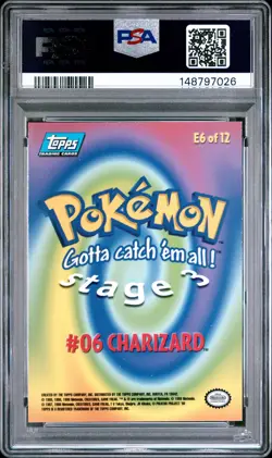 1999 TOPPS POKEMON THE MOVIE EDT RAINBOW FOIL #E6 CHARIZARD #6 PSA 7 - Image 2