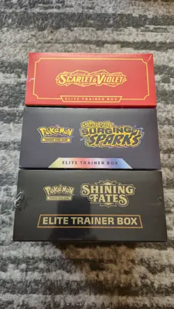 Pokemon Lot of 3: Scarlet & Violet, Surging Sparks,Shining Fates Factory Sealed - Image 2