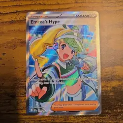 Emcee's Hype 220/182 Sv10: Destined Rivals Holo Full Art Illustration Pokemon NM - Image 1